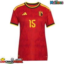 Camisa de Futebol Bélgica Thomas Meunier #15 Equipamento Principal Mulheres Mundo 2026 Manga Curta